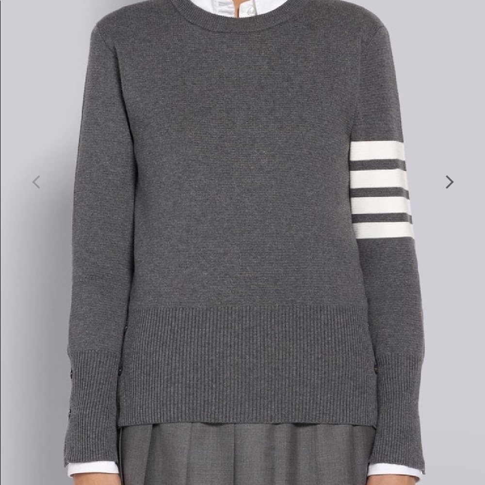 Thom Browne Cotton Crewneck 4-bar Pullover